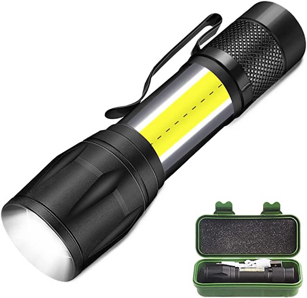 Lampara Táctica Recargable Usb Led 2000l Luz Lateral + Clip Moreka MB-513 - Imagen 1