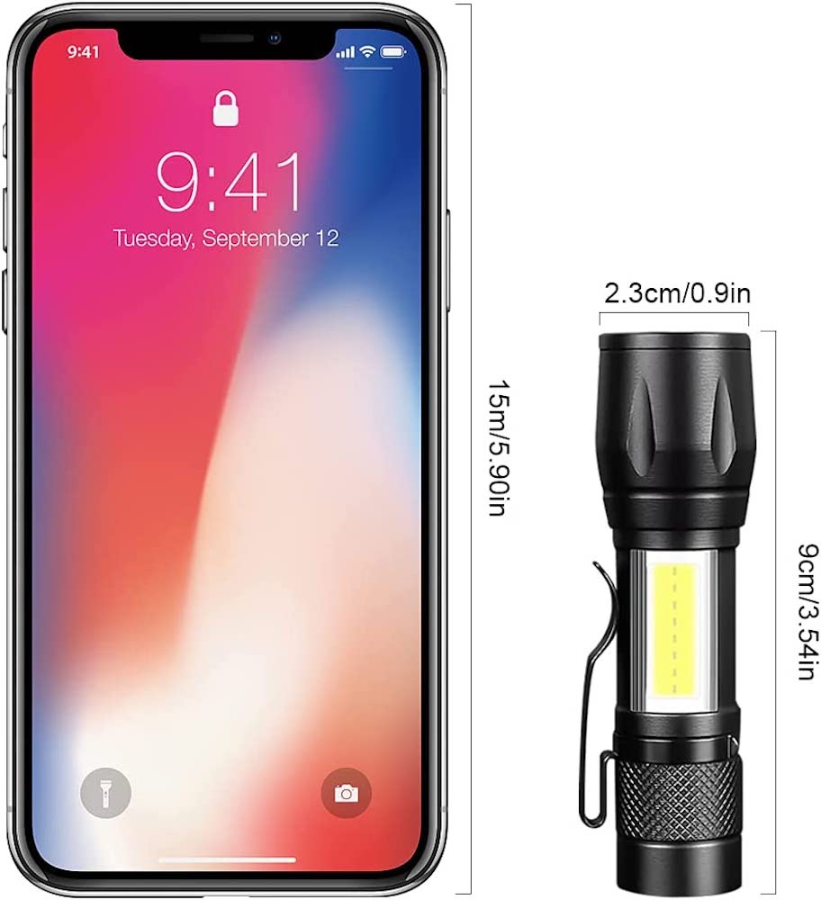 Lampara Táctica Recargable Usb Led 2000l Luz Lateral + Clip Moreka MB-513 - Imagen 5