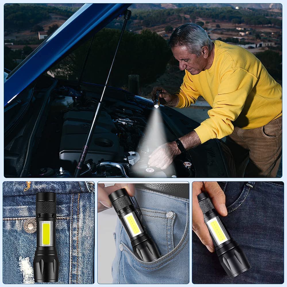 Lampara Táctica Recargable Usb Led 2000l Luz Lateral + Clip Moreka MB-513 - Imagen 6