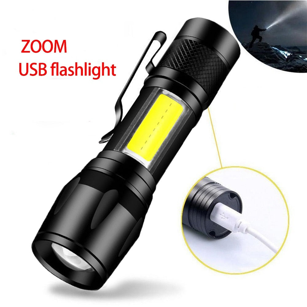 Lampara Táctica Recargable Usb Led 2000l Luz Lateral + Clip Moreka MB-513 - Imagen 7