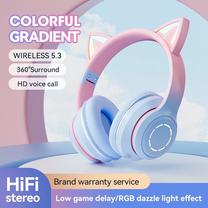 Diadema Gato Bluetooth inalámbrico Baja latencia larga duración RGB ST89M - Imagen 3
