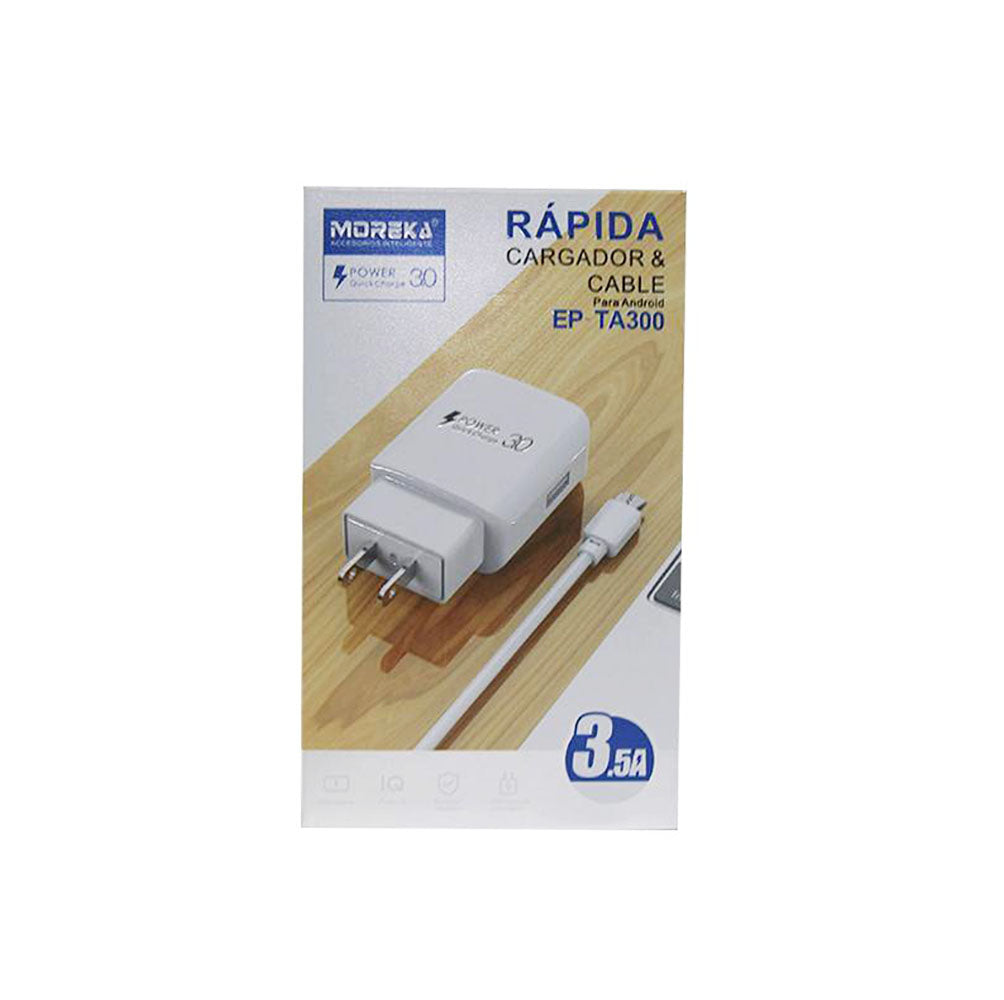 Cargador Moreka EP-TA300, 3.5 A, Cable Tipo V8 - Imagen 1