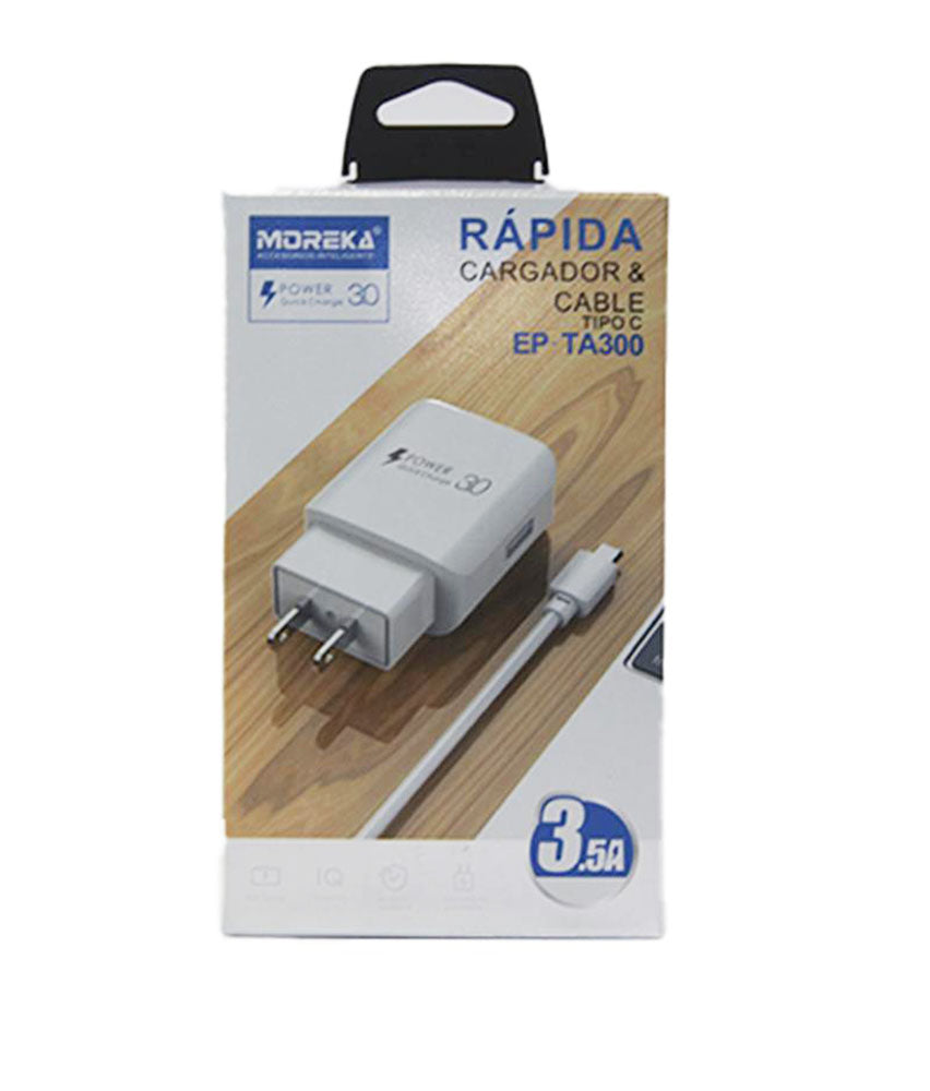 Cargador Moreka EP-TA300, 3.5 A, Cable Tipo C. - Imagen 1