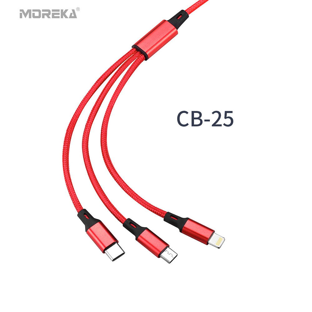 Cable 3 en 1 Moreka CB-25, 3.1 A y Datos, 1.2 M, Lightning, Tipo C, V8 - Imagen 10