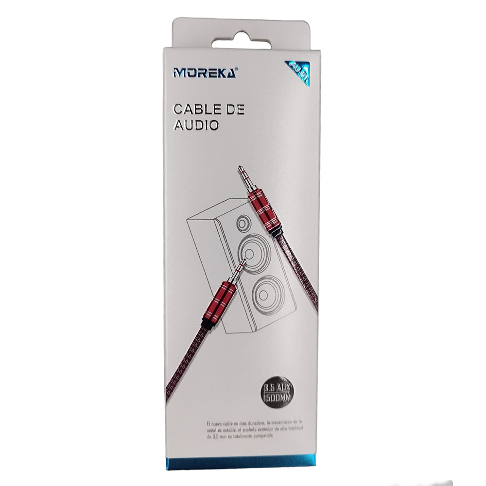 Cable De Audio, Moreka AU-01, Auxiliar 3.5, 1500mm, Reforzado - Imagen 15