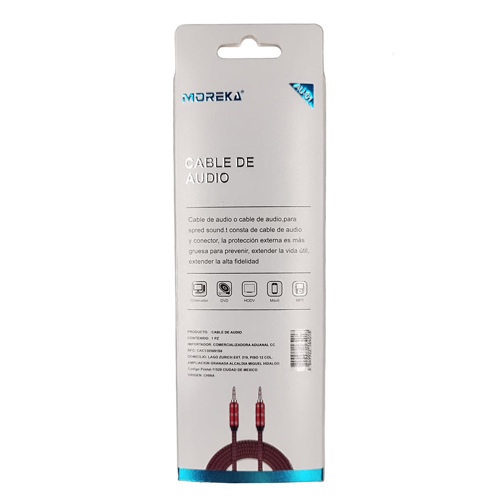Cable De Audio, Moreka AU-01, Auxiliar 3.5, 1500mm, Reforzado - Imagen 16
