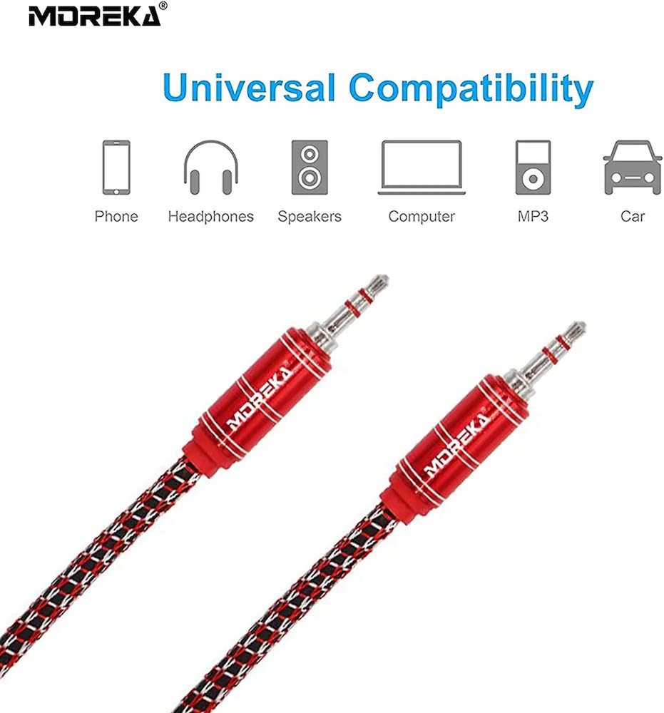 Cable De Audio, Moreka AU-01, Auxiliar 3.5, 1500mm, Reforzado - Imagen 5