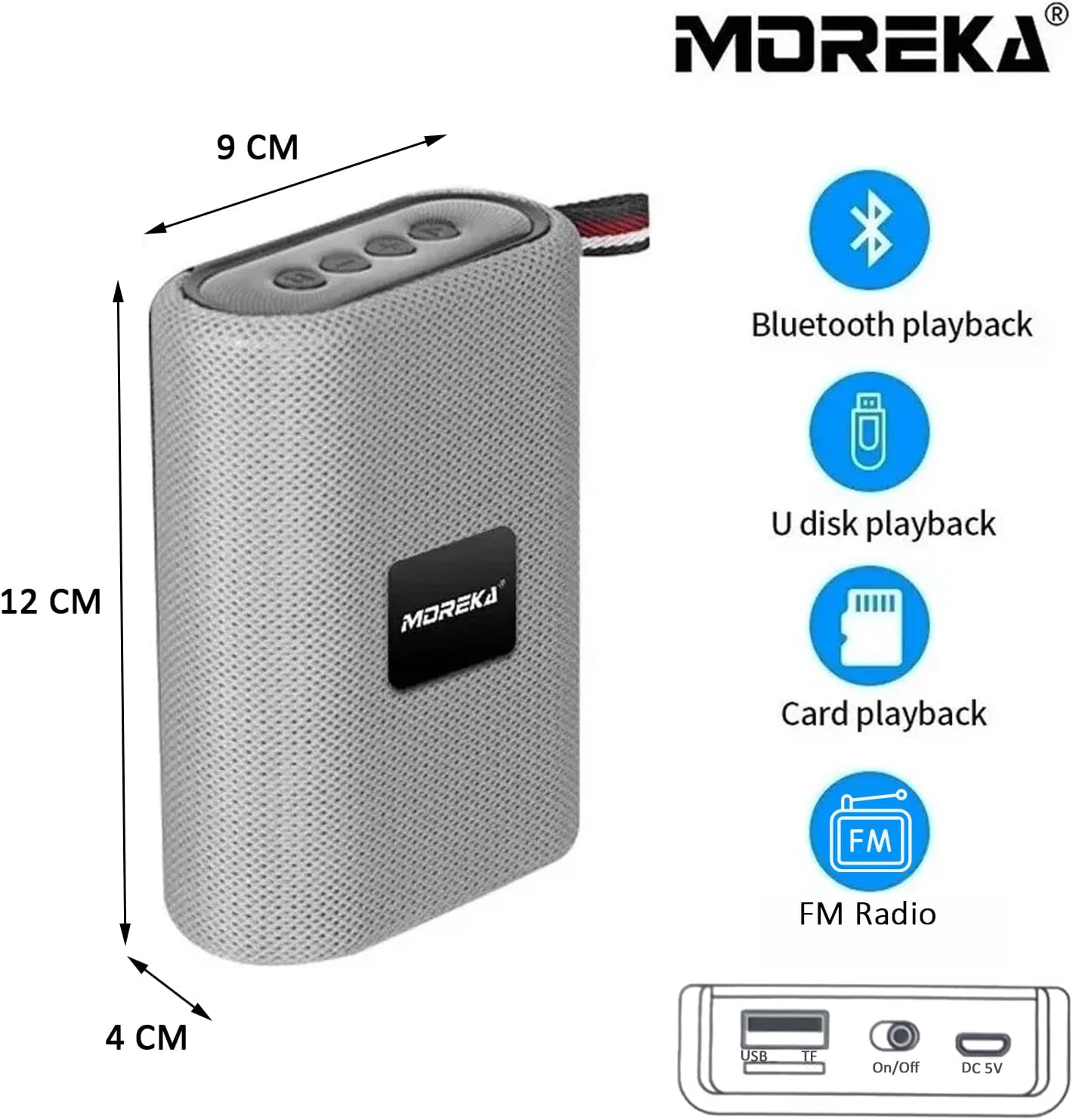 Bocina Moreka T35, Bluetooth, TF Card, Radio FM, USB - Imagen 3