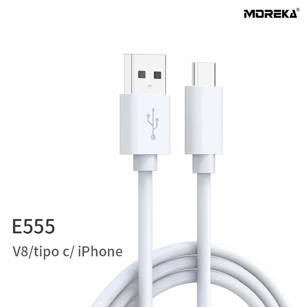 Cable tipo V8 Micro USB Moreka E555 V8, 1M - Imagen 1