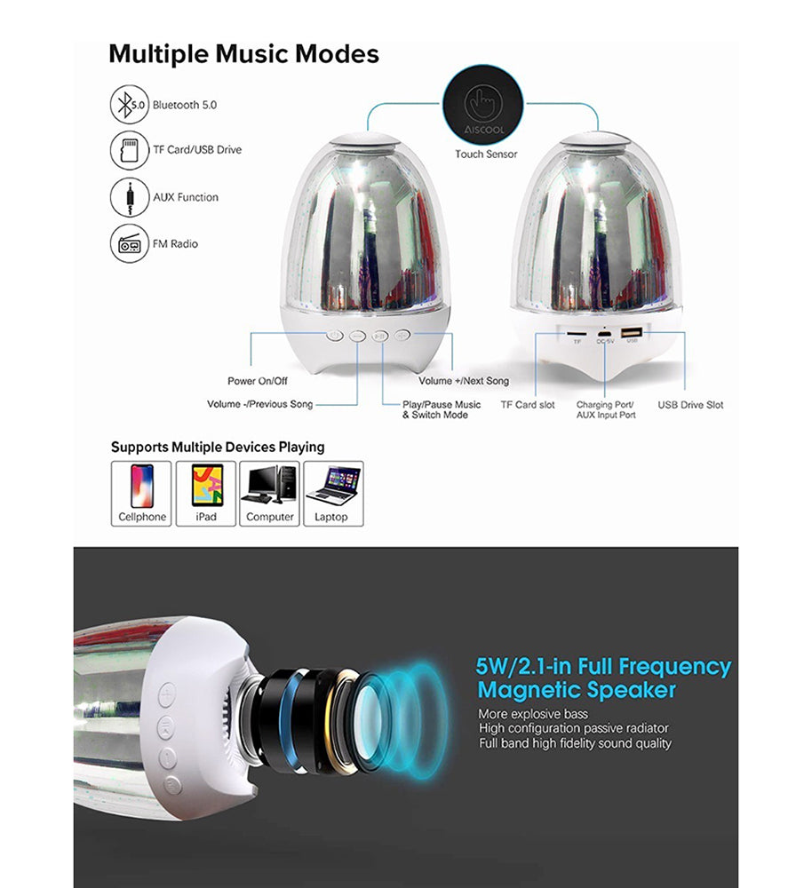 Bocina Moreka S609, Bluetooth, TF Card/Micro SD, Radio FM, USB, Auxiliar, luz led. - Imagen 4