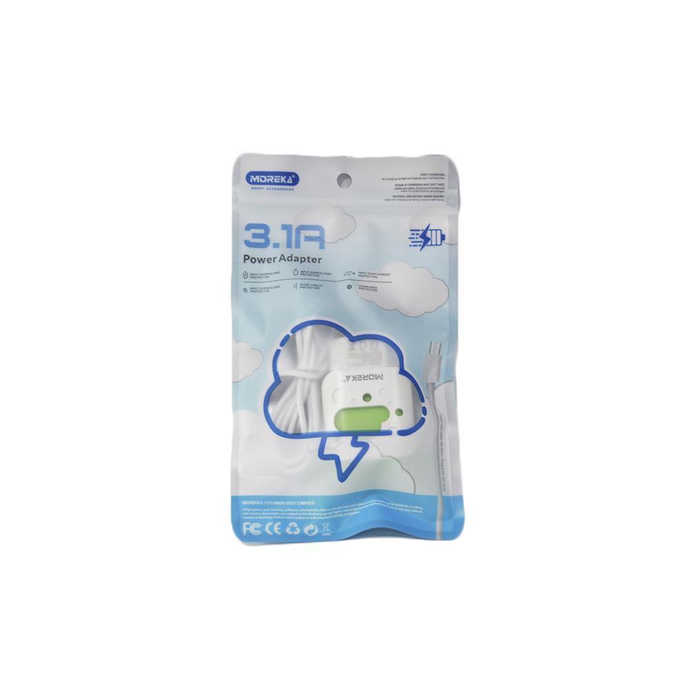 Cargador Moreka M-1078, Cubo 3.1 A, 2 Usb Cable Tipo C, Led - Imagen 6