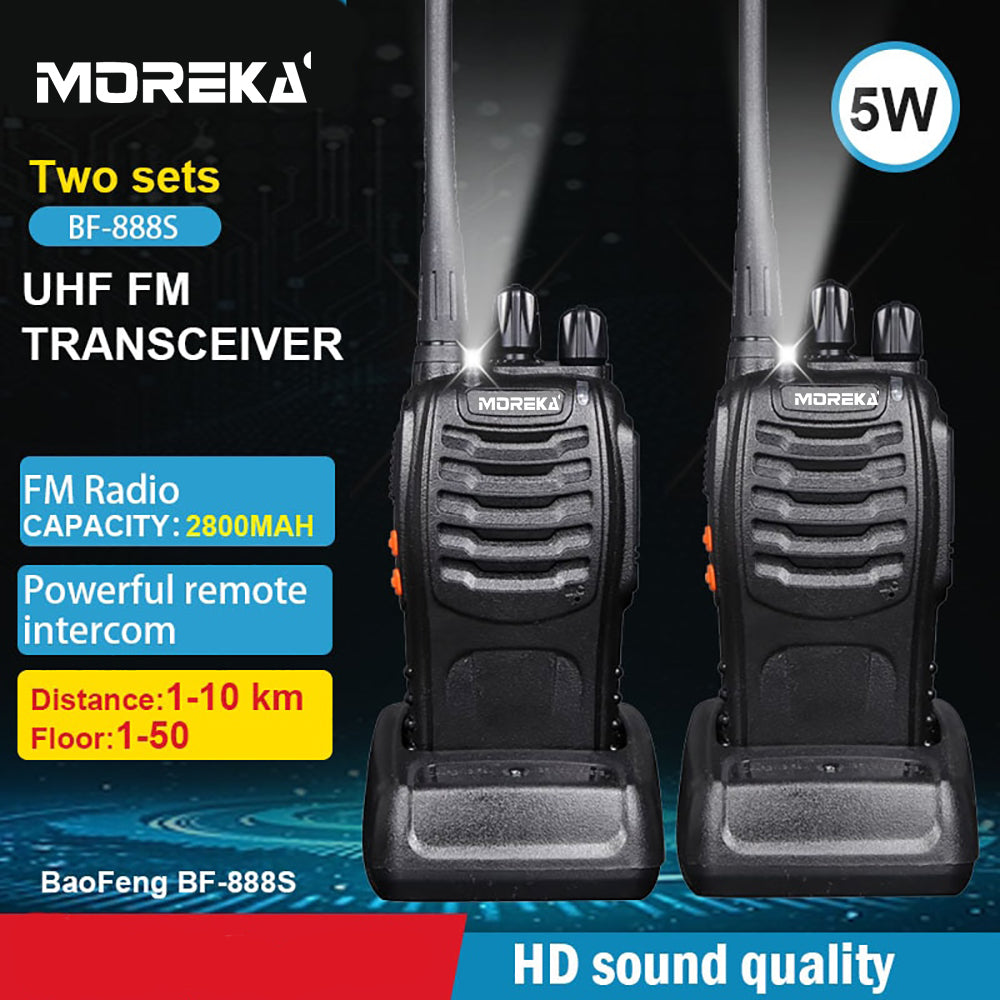 2 Radios UHF Moreka Bf-888s 2pcs Con Manos Libres hasta 10 km - Imagen 3