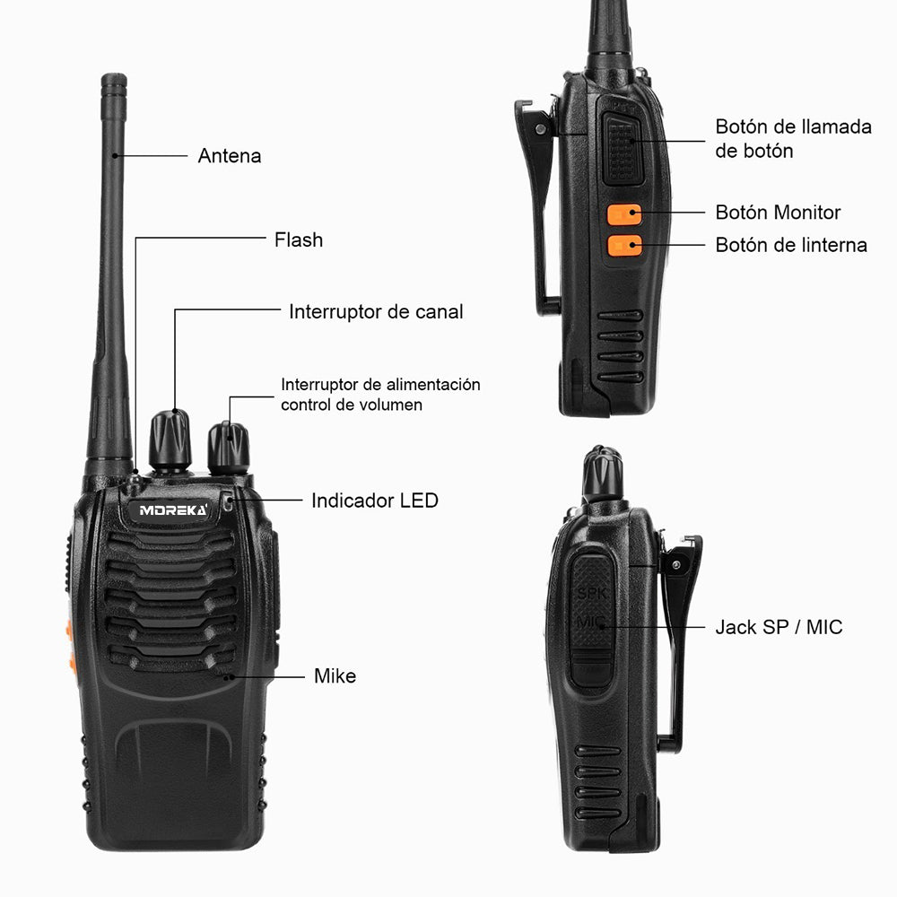 2 Radios UHF Moreka Bf-888s 2pcs Con Manos Libres hasta 10 km - Imagen 4