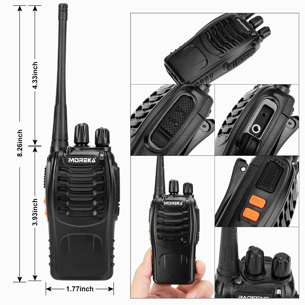 2 Radios UHF Moreka Bf-888s 2pcs Con Manos Libres hasta 10 km - Imagen 5