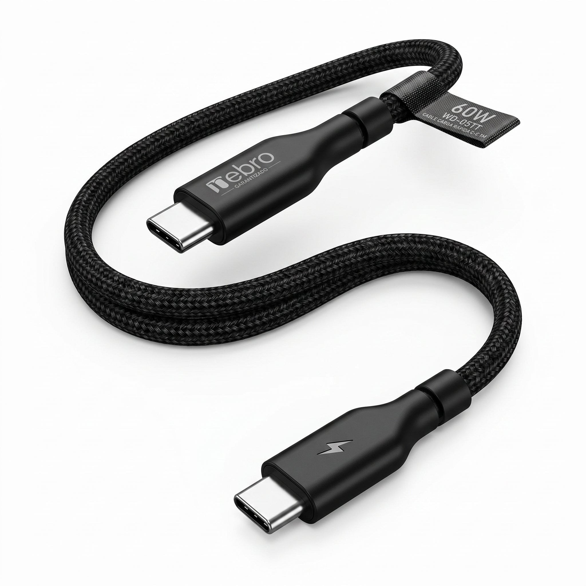Cable USB-C a USB-C Nebro WD-05TT 1 Metro Carga Rápida 60W 5A