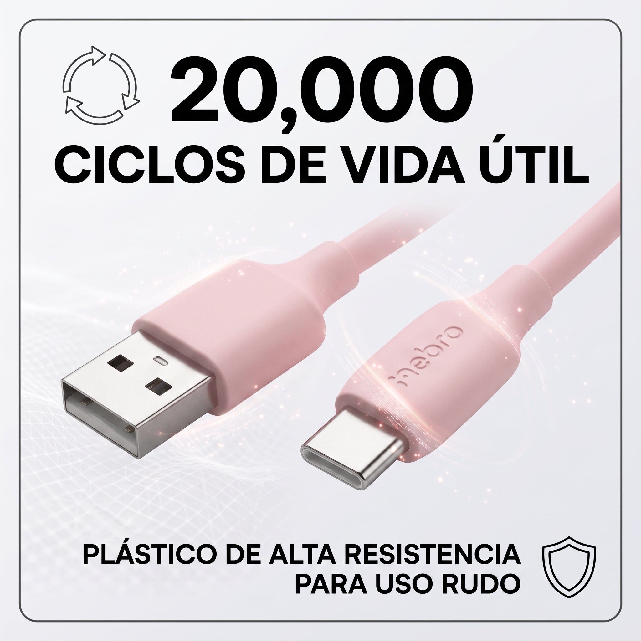 Cable de Carga Rápida USB 2.0 3A Nebro WD-010T - 1 Metro - Imagen 2