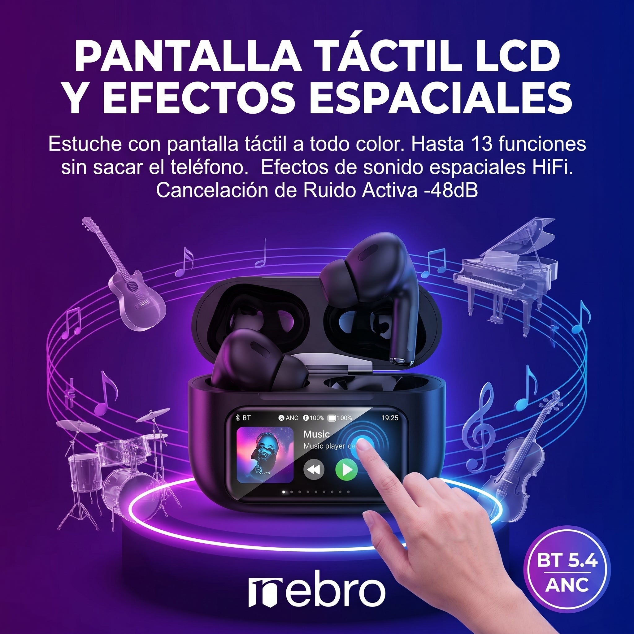 Audífonos Inalámbricos Nebro WE-509 BT5.4 — Bluetooth 5.3 TWS - Imagen 4