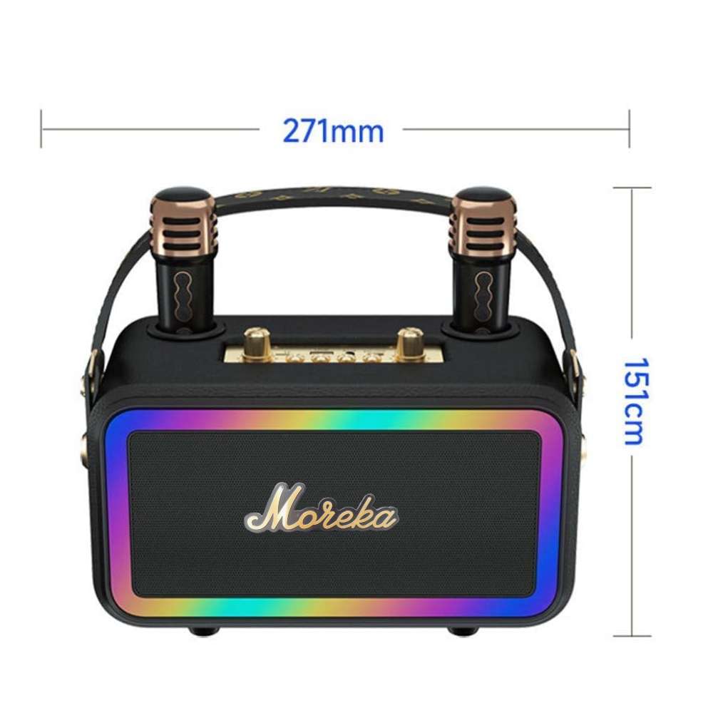 Bocina Karaoke Bluetooth FM dual microfonos RGB Moreka 393+ - Imagen 8