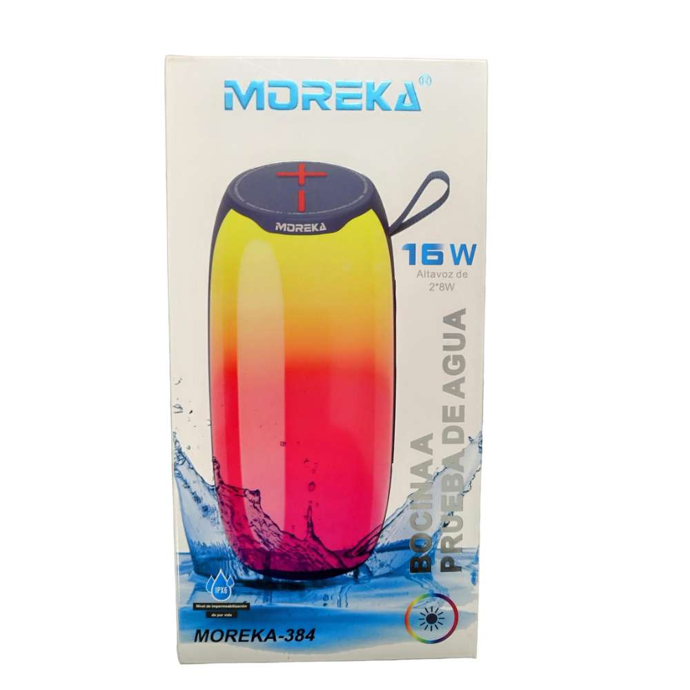 Bocina Bluetooth Moreka 384 RGB Radio FM Resistente al agua IPX6 16W - Imagen 10