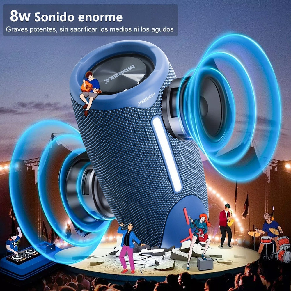 Bocina Bluetooth Moreka 383 RGB Radio FM Resistente al agua IPX6 8W - Imagen 3