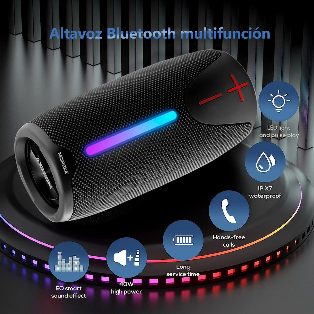 Bocina Bluetooth Moreka 383 RGB Radio FM Resistente al agua IPX6 8W - Imagen 4