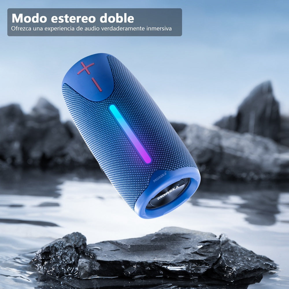 Bocina Bluetooth Moreka 383 RGB Radio FM Resistente al agua IPX6 8W - Imagen 6