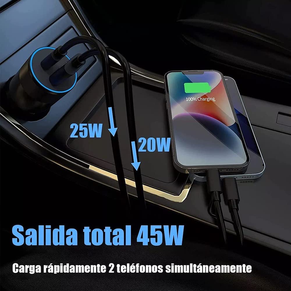 Cargador De Carro Moreka CP0088 Plug In 45W Tipo C-C - Imagen 6
