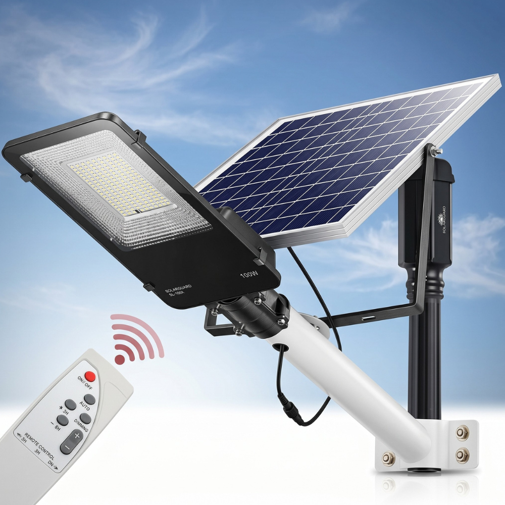Luz de Calle Solar Moreka MOR 100W Cero Consumo con Control Remoto y Temporizador IP66 para Exteriores - Imagen 6
