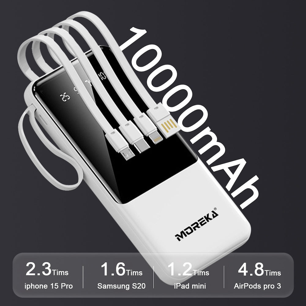 Power Bank Moreka K063 10000 mAh 37W 4 entredas 4 salidas - Imagen 3