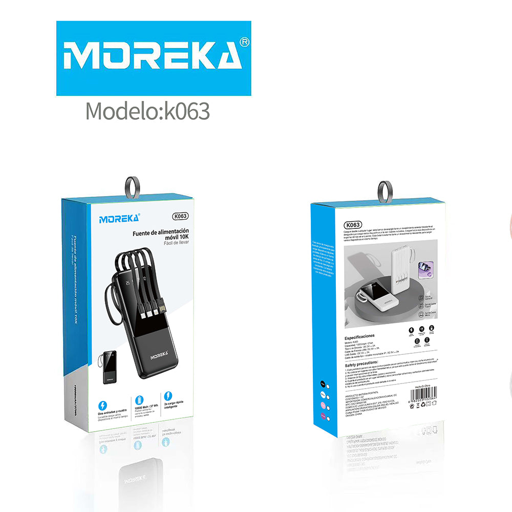 Power Bank Moreka K063 10000 mAh 37W 4 entredas 4 salidas - Imagen 10