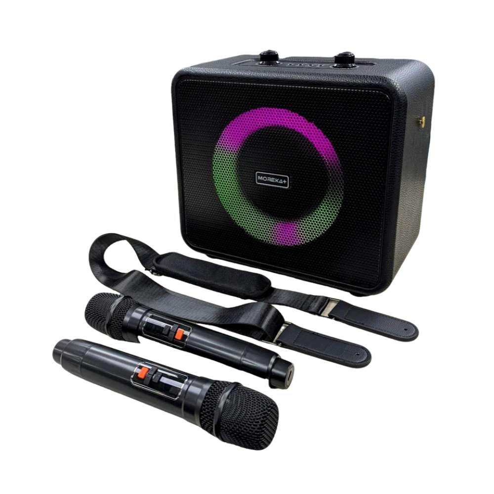 Bocina Karaoke Bluetooth FM dual micrófonos RGB Moreka A17 - Imagen 1