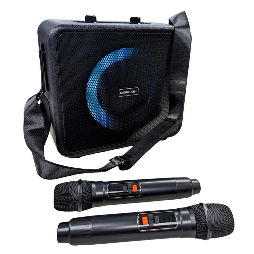 Bocina Karaoke Bluetooth FM dual micrófonos RGB Moreka A17 - Imagen 4