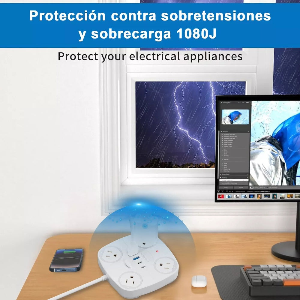 Multicontacto Circular 4 Salidas 2 Usb 2 Tipo C MC-5447C - Imagen 3