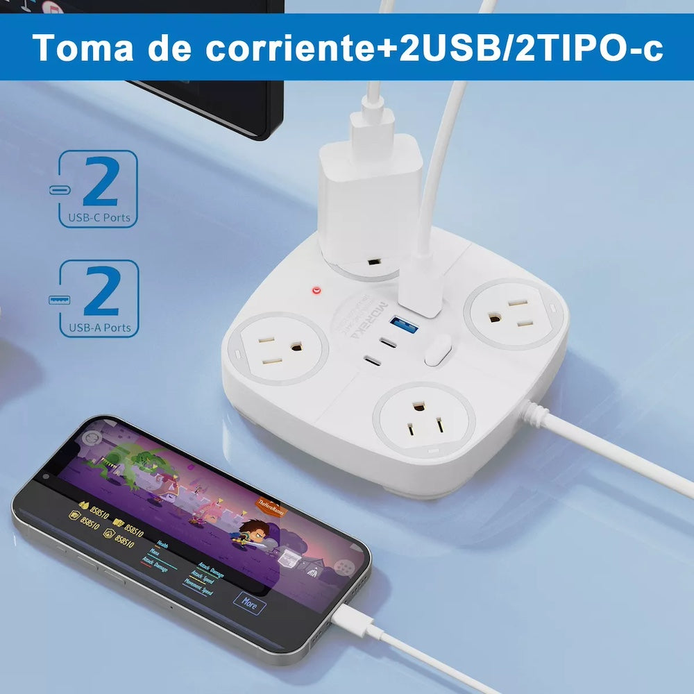 Multicontacto Circular 4 Salidas 2 Usb 2 Tipo C MC-5447C - Imagen 4