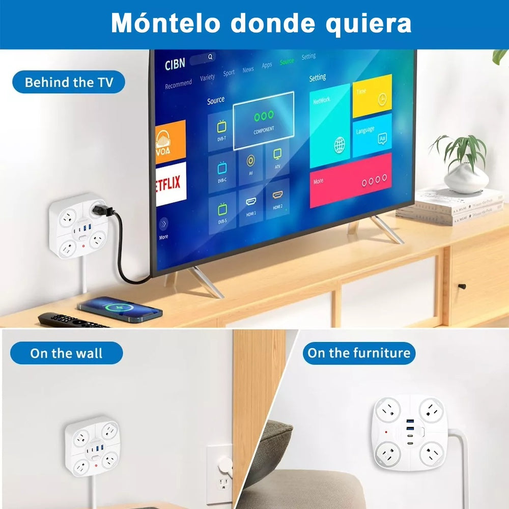 Multicontacto Circular 4 Salidas 2 Usb 2 Tipo C MC-5447C - Imagen 5