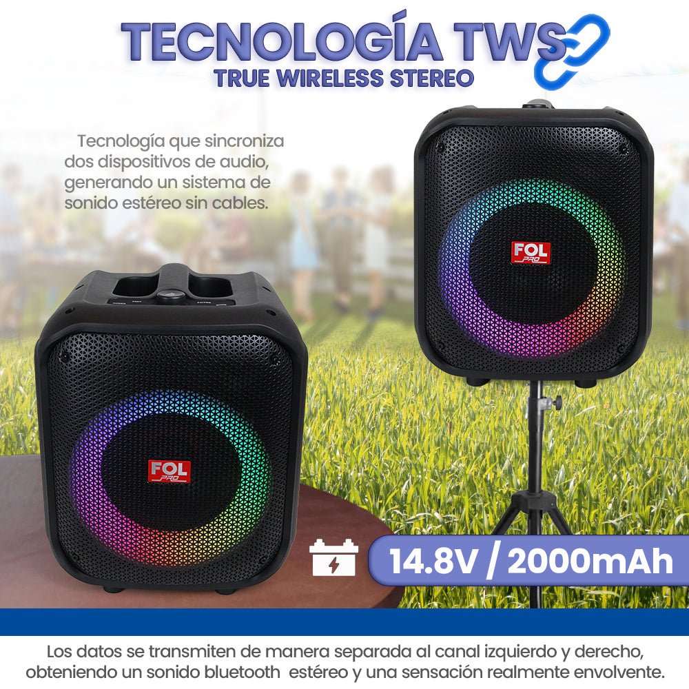 Bocina Bluetooth 50W 2000mAh TWS FOL FS-L1206 - Imagen 6