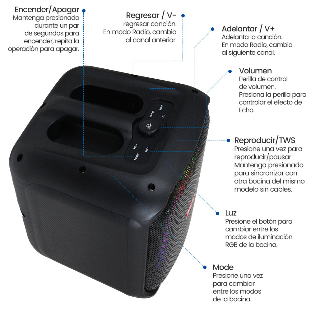 Bocina Bluetooth 50W 2000mAh TWS FOL FS-L1206 - Imagen 9