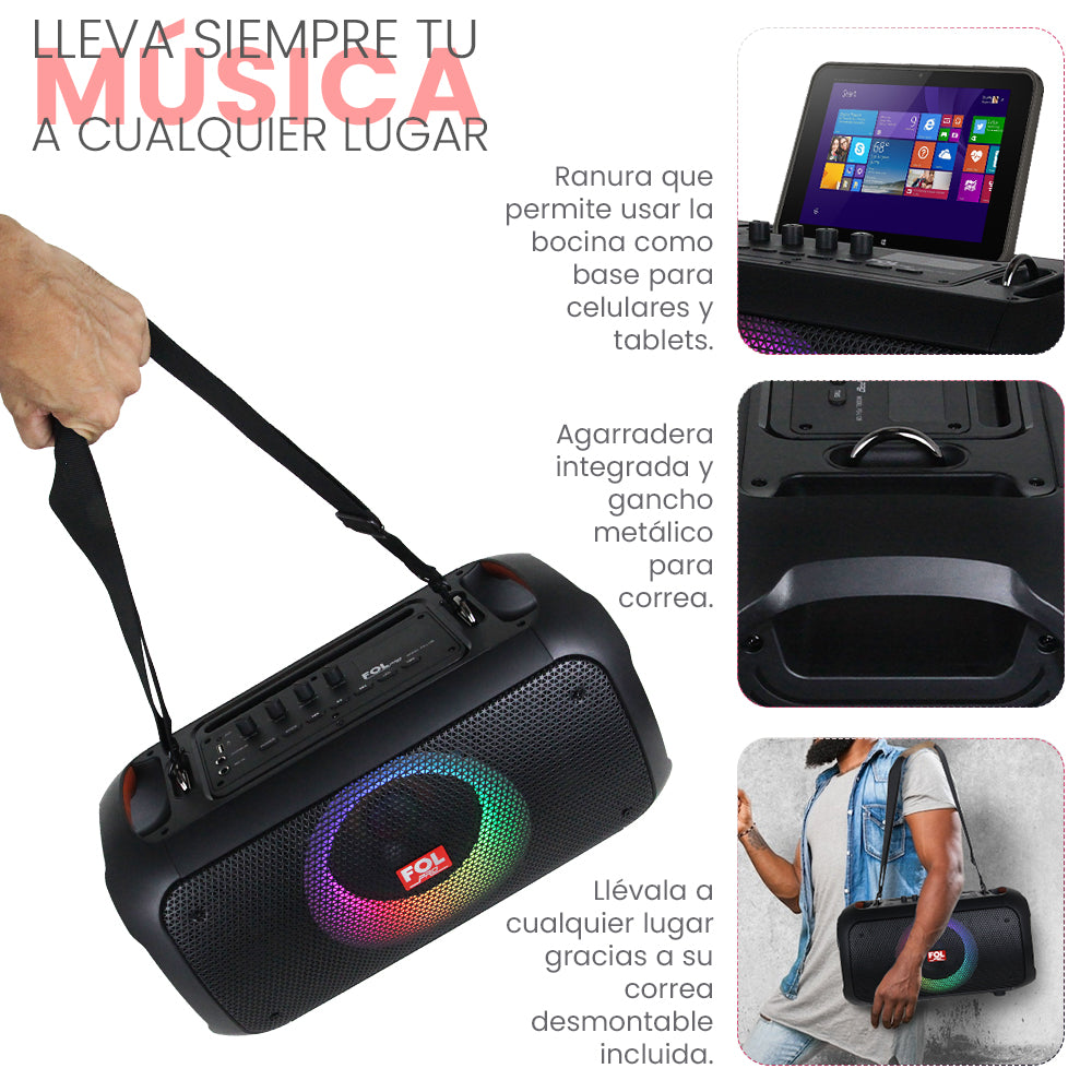 Bocina Bluetooth 50W 2000mAh entrada para Guitarra c/ Micrófono FOL FS-L128 - Imagen 5