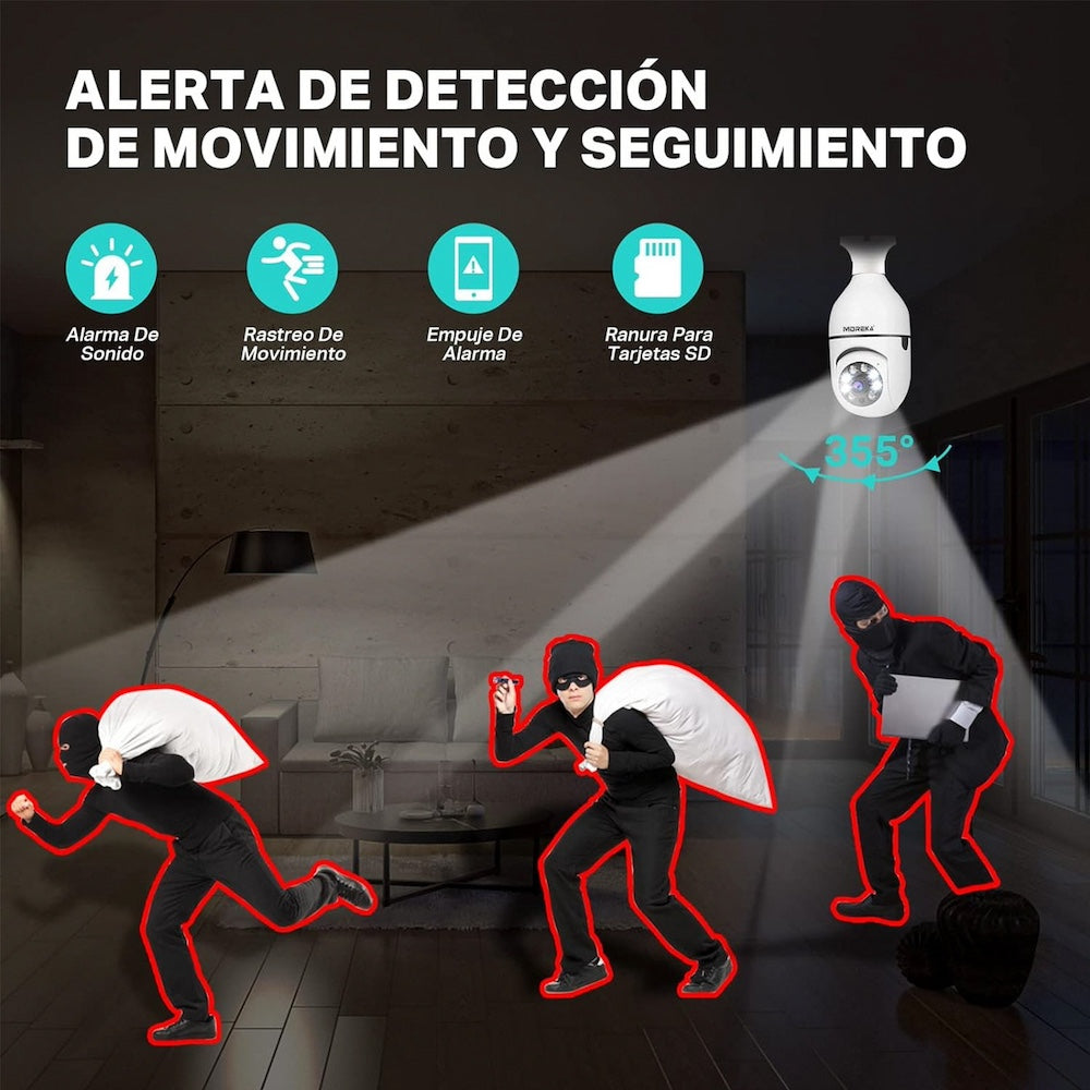 Cámara foco IP 360° Wifi 2mp Visión Nocturna 1080p Jk-001 - Imagen 4