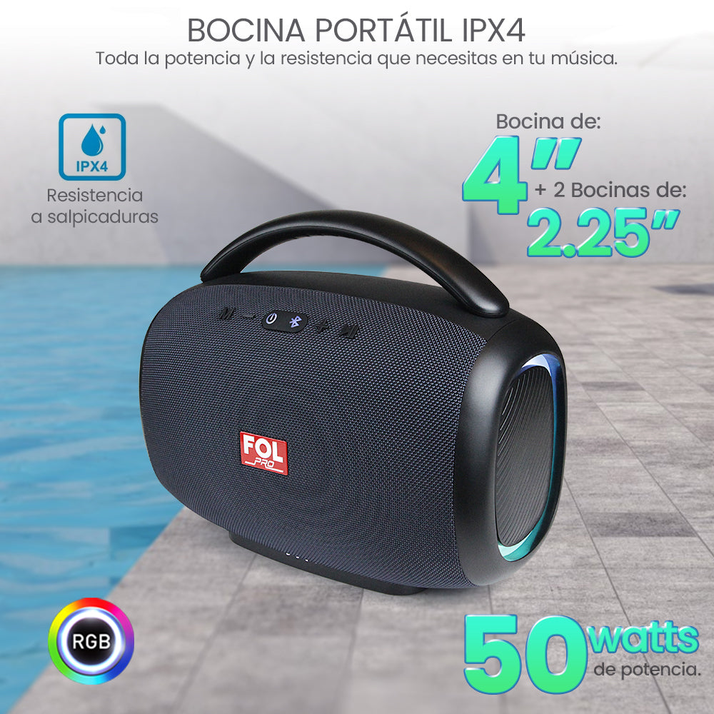 Bocina Bluetooth 50W 4400mAh TWS FOL FS-R213L - Imagen 3