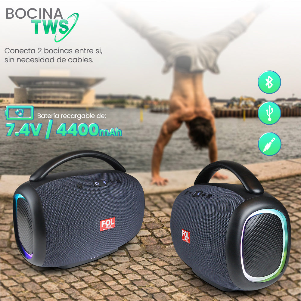 Bocina Bluetooth 50W 4400mAh TWS FOL FS-R213L - Imagen 4