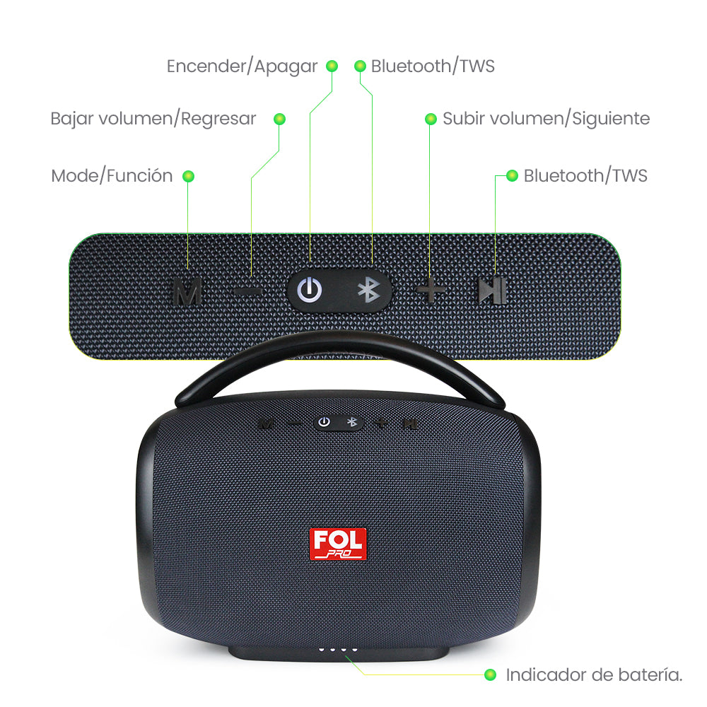 Bocina Bluetooth 50W 4400mAh TWS FOL FS-R213L - Imagen 5