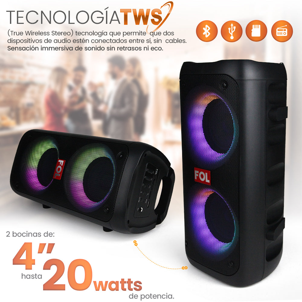 Bocina Bluetooth 20W 2200mAh TWS FOL FS-L2204 - Imagen 5