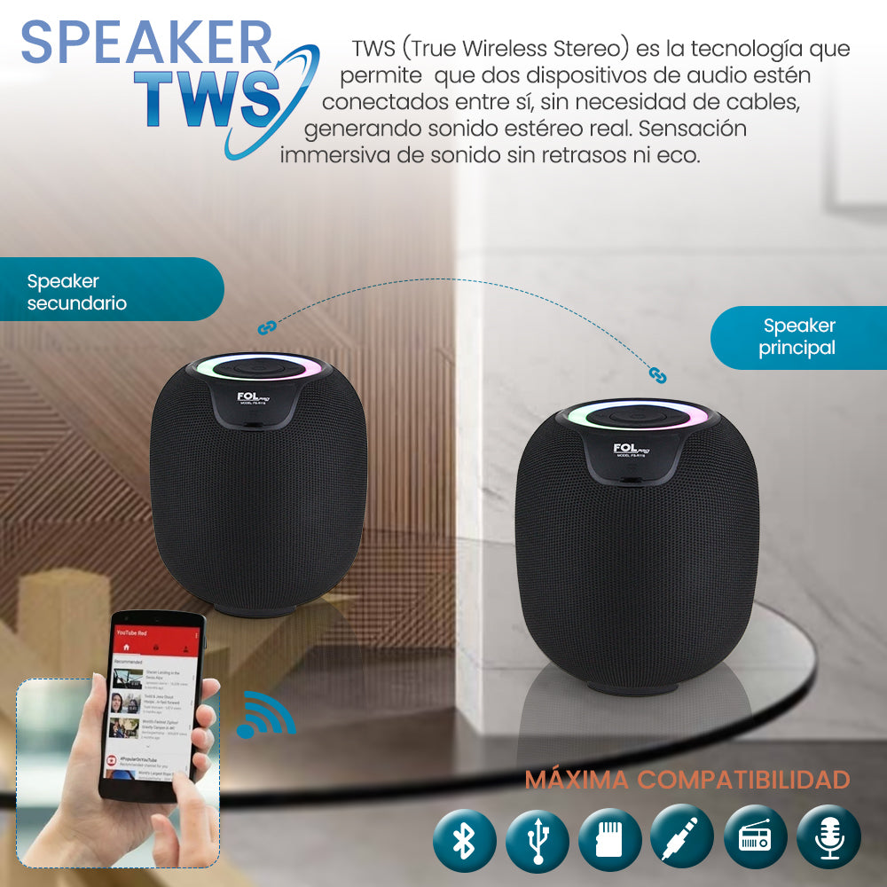 Bocina Bluetooth 18W 2200mAhh TWS FOL FS-R118 - Imagen 3