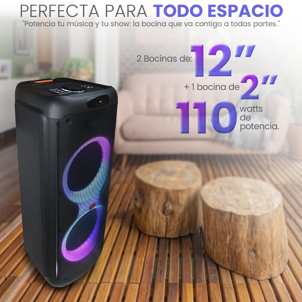 Bocina portátil 110W Subwoofer 12? + 1 bocina de 2? FS-L2212 - Imagen 2