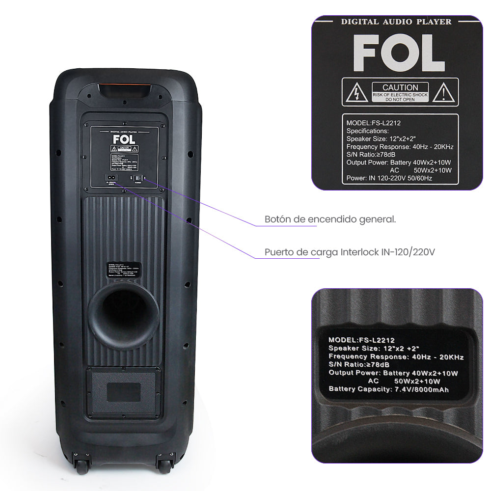 Bocina portátil 110W Subwoofer 12? + 1 bocina de 2? FS-L2212 - Imagen 7