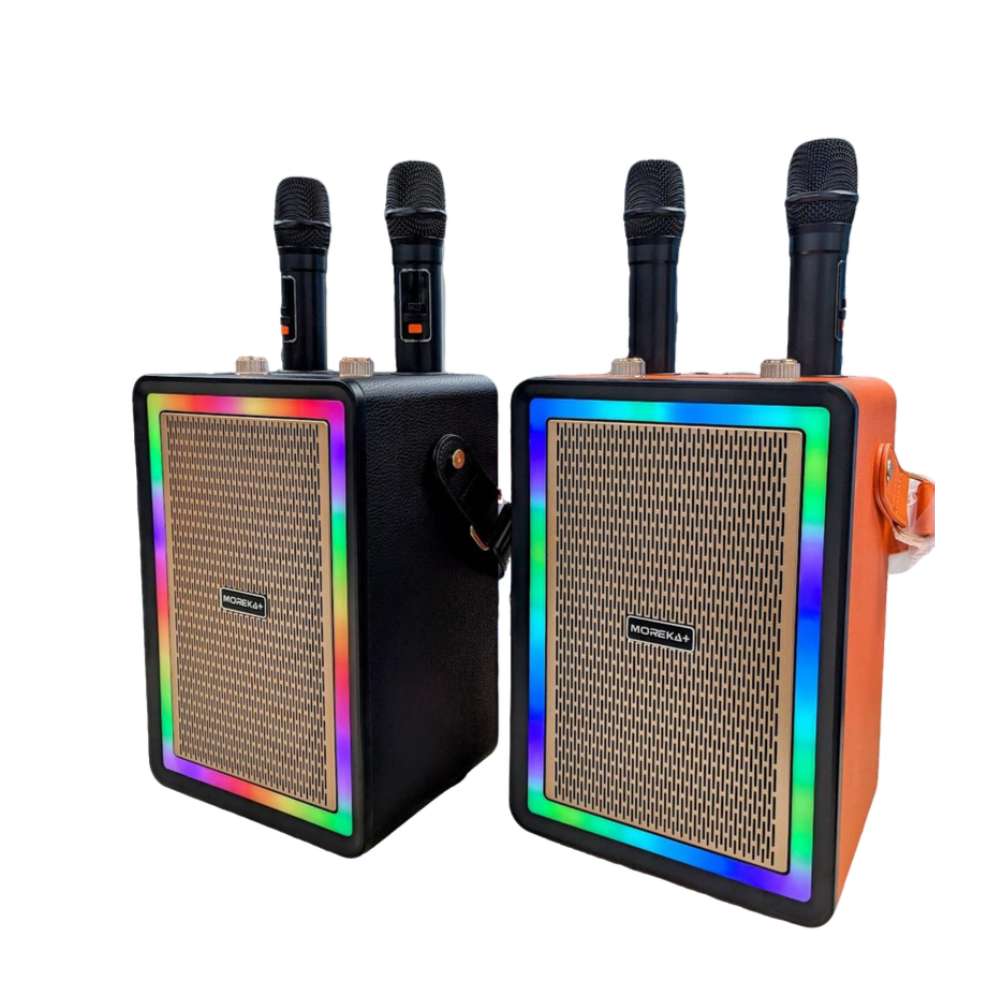 Bocina Karaoke Bluetooth FM dual microfonos RGB Moreka A16 - Imagen 1