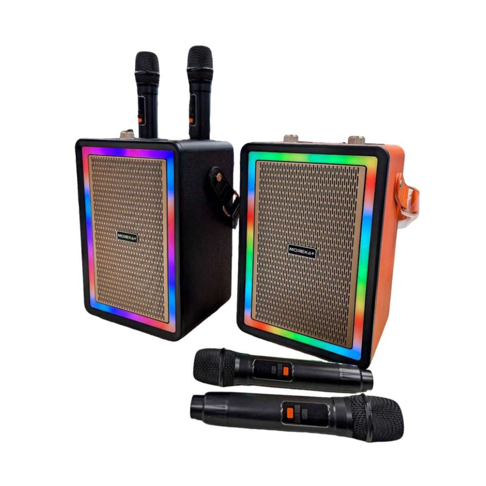 Bocina Karaoke Bluetooth FM dual microfonos RGB Moreka A16 - Imagen 2