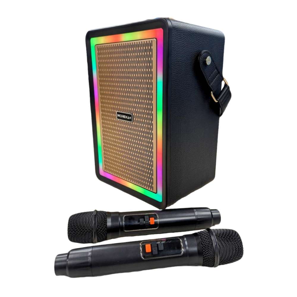 Bocina Karaoke Bluetooth FM dual microfonos RGB Moreka A16 - Imagen 5