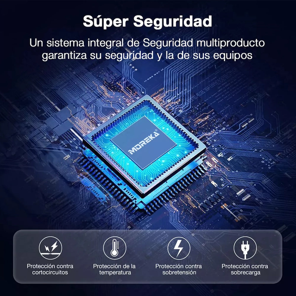 Power Bank Moreka K050 10000 cables C USB AM Lightning y Micro USB - Imagen 6